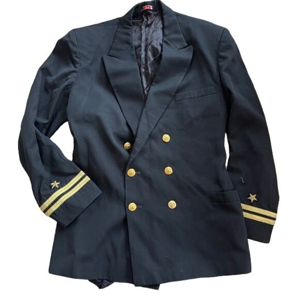 Vintage US Navy jacket uniform 1986 lieutenant Service Black Coat Sz Small - Med